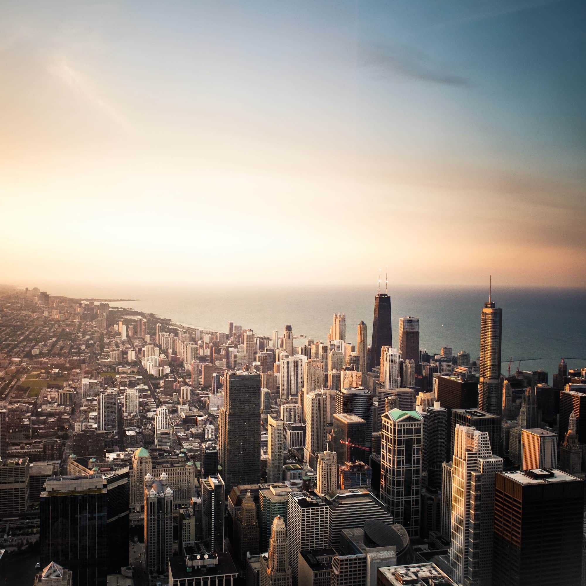 overview of a large city with skyscrapers